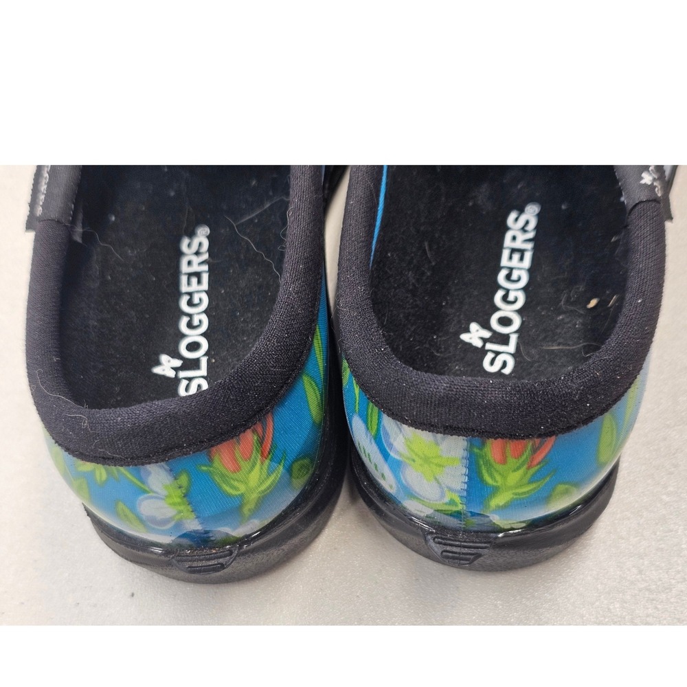 Sloggers Blue Floral Waterproof Garden Shoes Clogs Womens 7 Made in USA 5102 - Picture 3 of 5